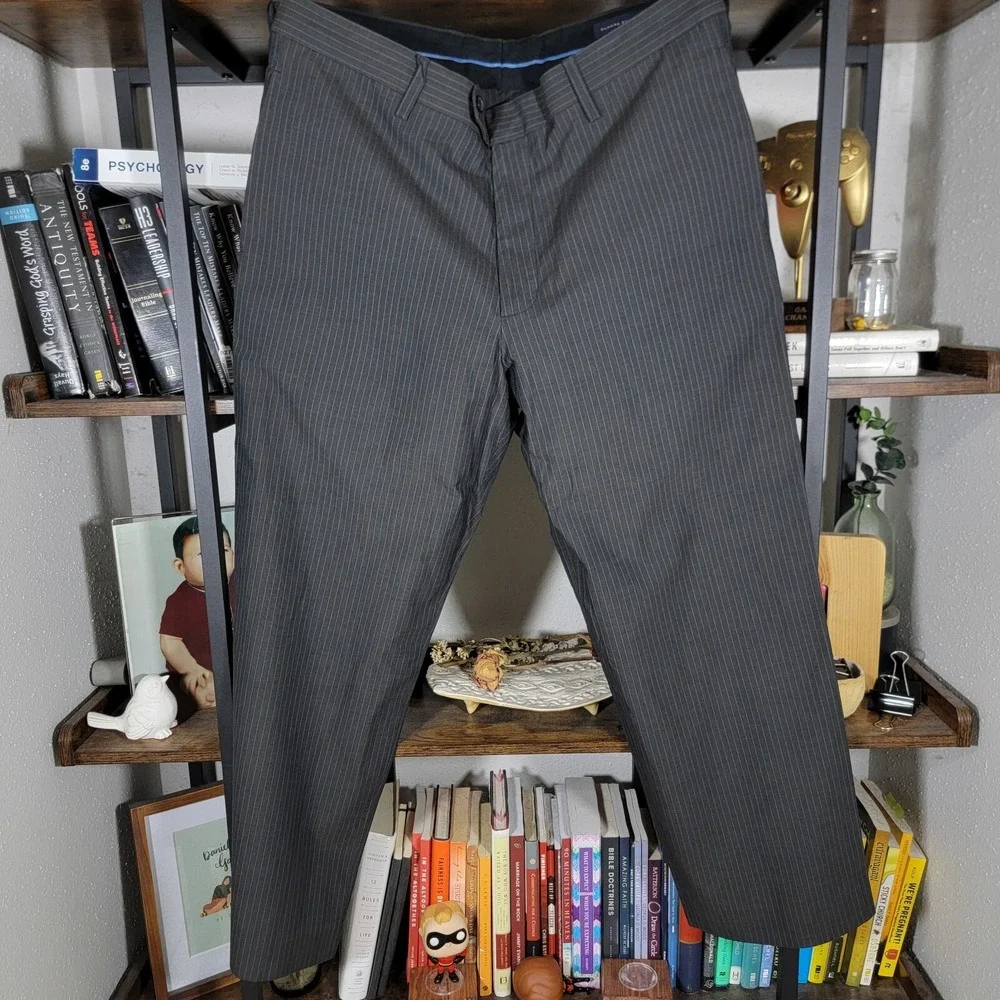 Banana Republic Men's 2PC Sport Coat Pants Gray Striped Cotton Size 44R‎ 36x29